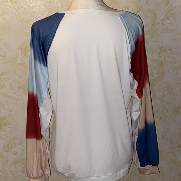 NWOT! Unique Multicolored Sleeve Top! - Picture 4 of 6